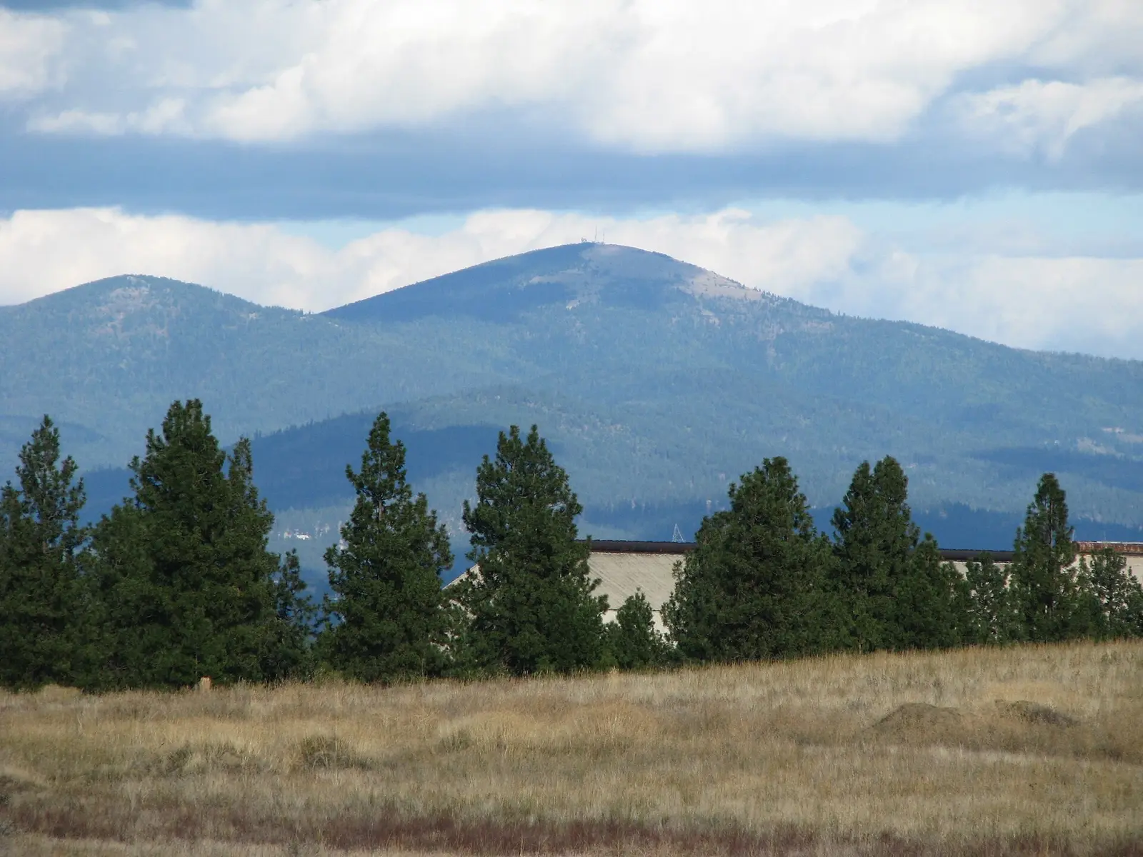 Mount Spokane (center), and Mount Kit Carson (left) as seen from northeast Spokane