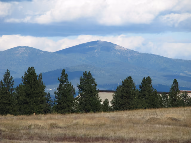 Mount Spokane (center), and Mount Kit Carson (left) as seen from northeast Spokane