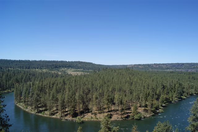 The Spokane River and Riverside State Park from the Papagorgio Look Out Spot in Spokane, Washington
