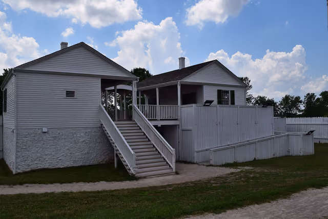 The guardhouse in the Fort Howard section of Heritage Hill State Historic Park in Allouez, Wisconsin