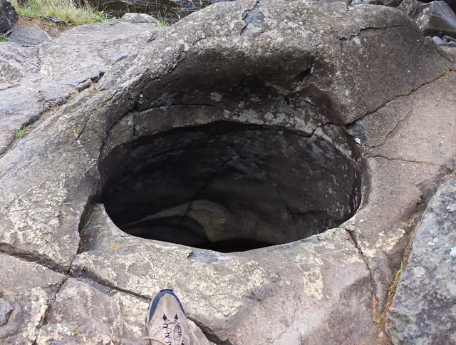 Glacial pothole in basalt on the St — Interstate State Park