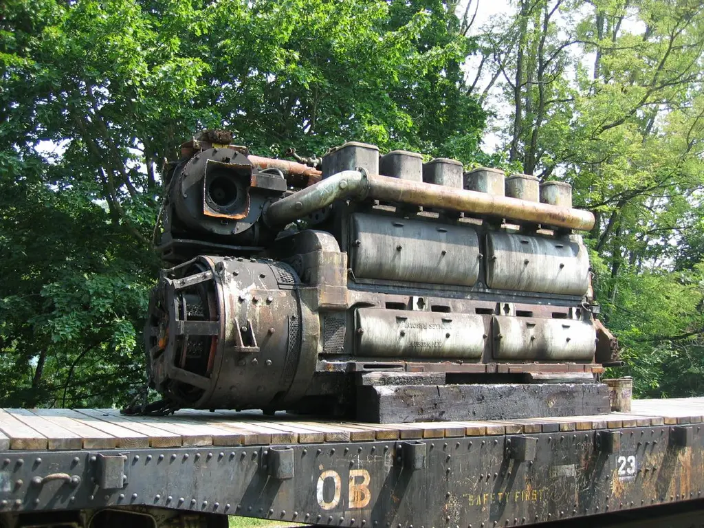 Mcintosh & Seymour six-cylinder railroad locomotive engine — Cass Scenic Railroad State Park
