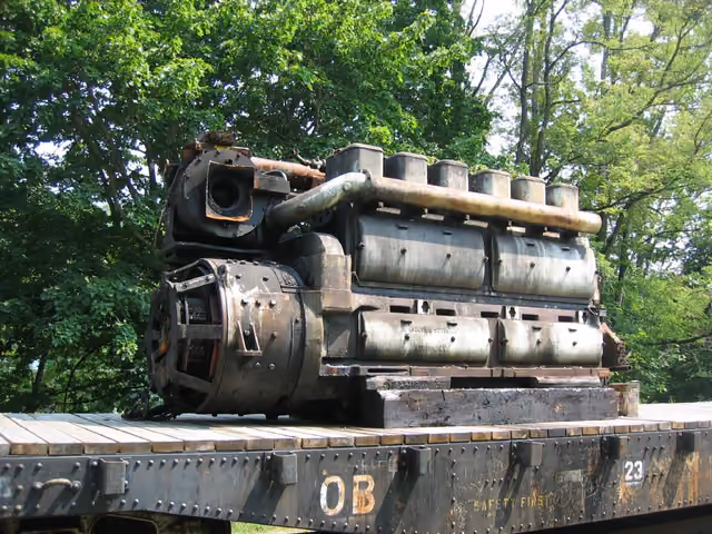 Mcintosh & Seymour six-cylinder railroad locomotive engine — Cass Scenic Railroad State Park